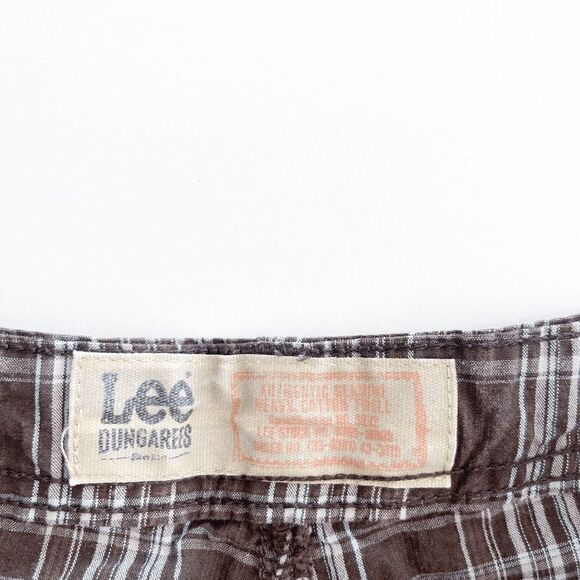 LEE Dungarees Mens Casual Flat Front Shorts Plaid Brown Size 32 - Picture 3 of 9